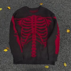 SHEIN Black and Red Skeleton Sweater